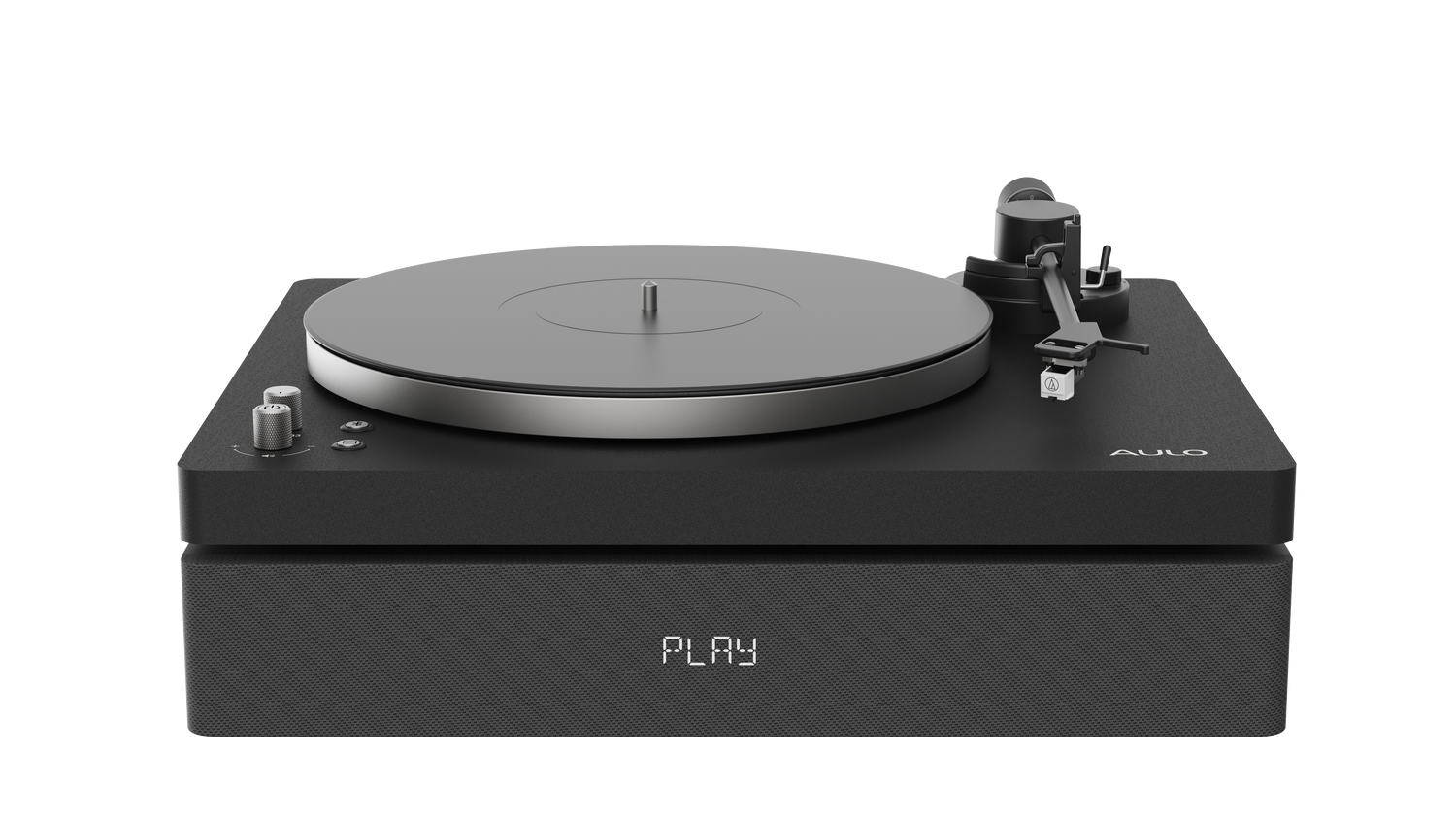 Aulo platenspeler in Black — moderne platenspeler met geïntegreerde speakers