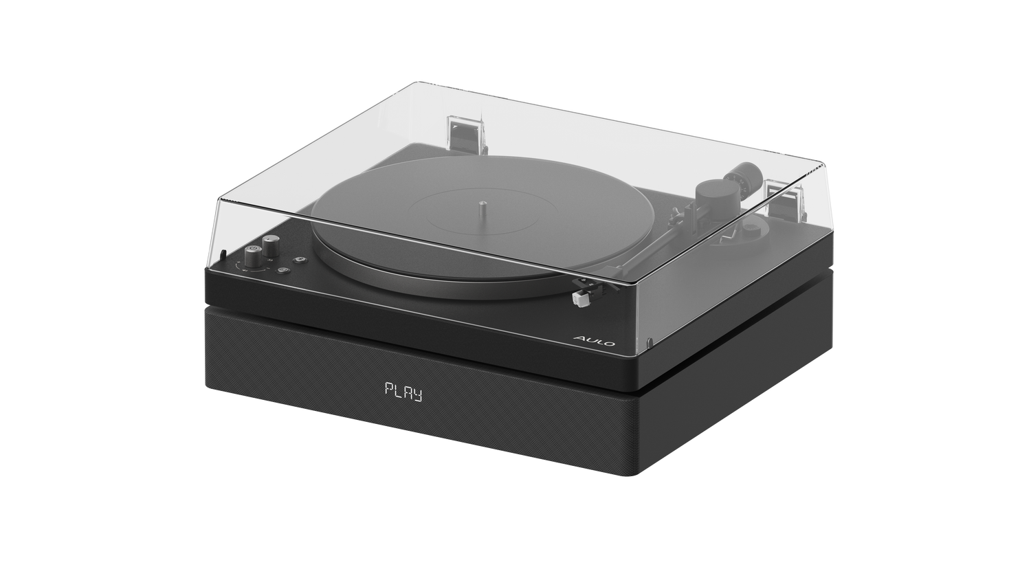 Aulo platenspeler in Black — moderne platenspeler met geïntegreerde speakers