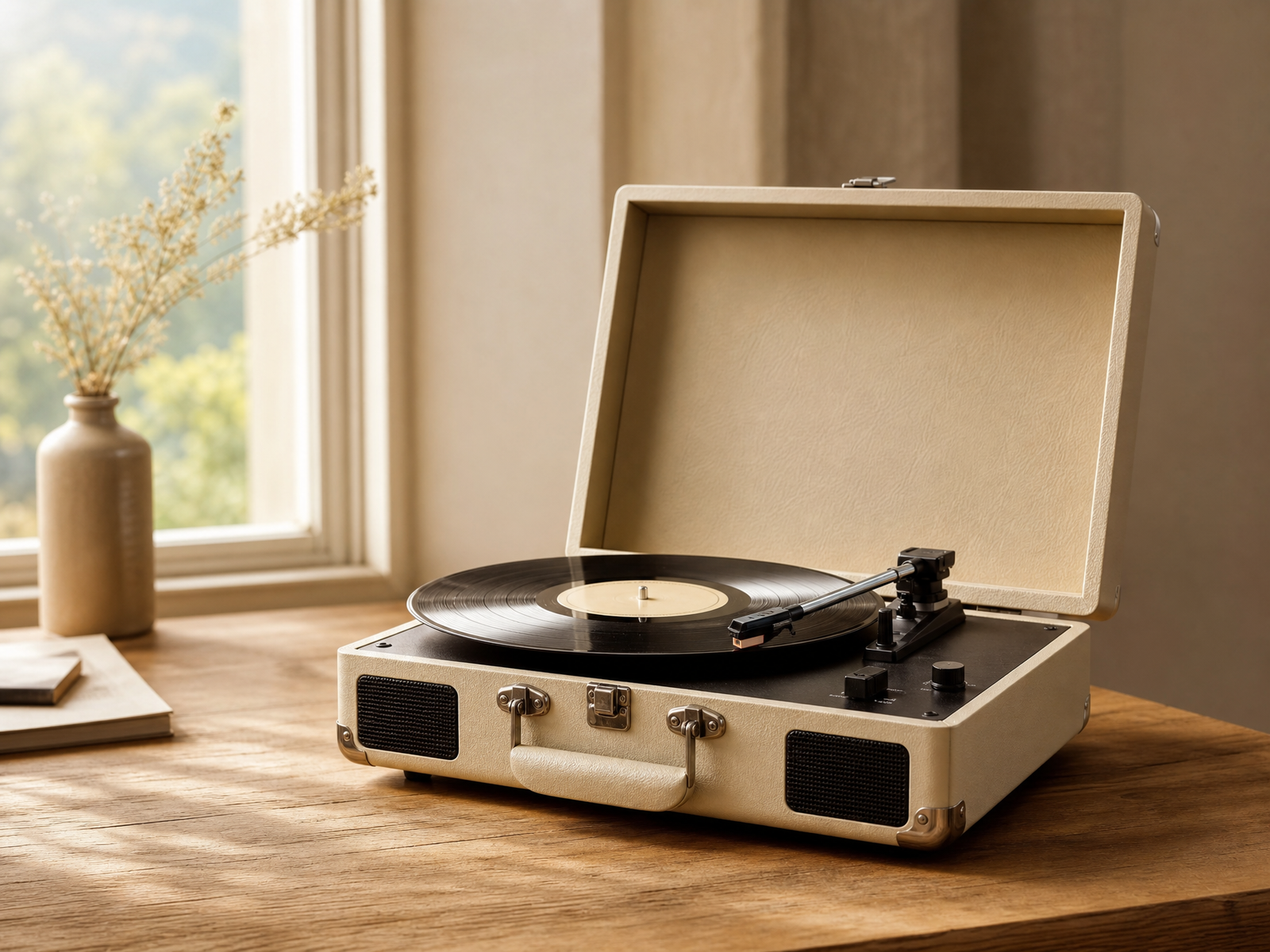 Compact instapmodel bluetooth platenspeler met koffer-look