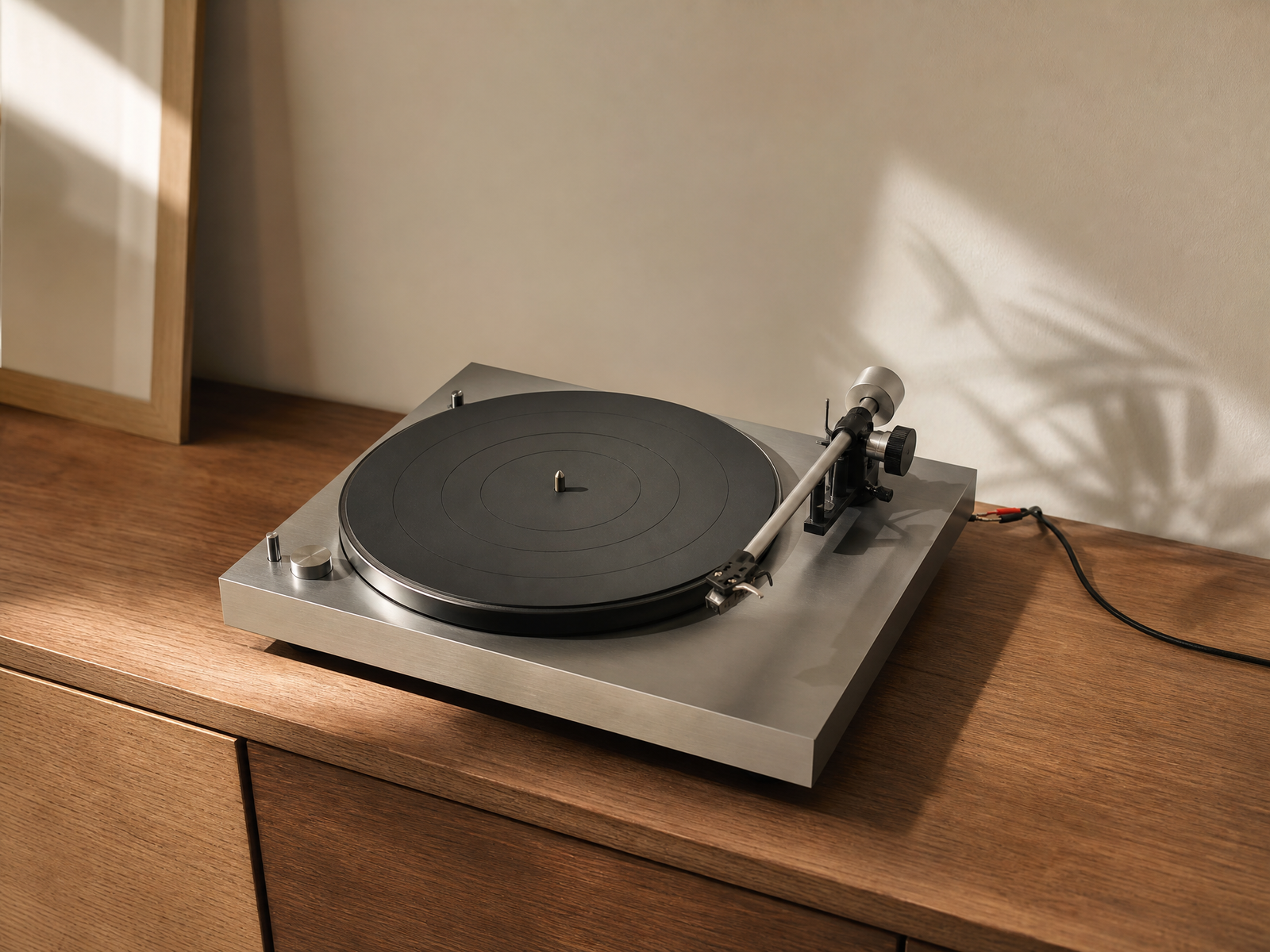 Kale draaitafel met bluetooth-zender, zonder ingebouwde speakers