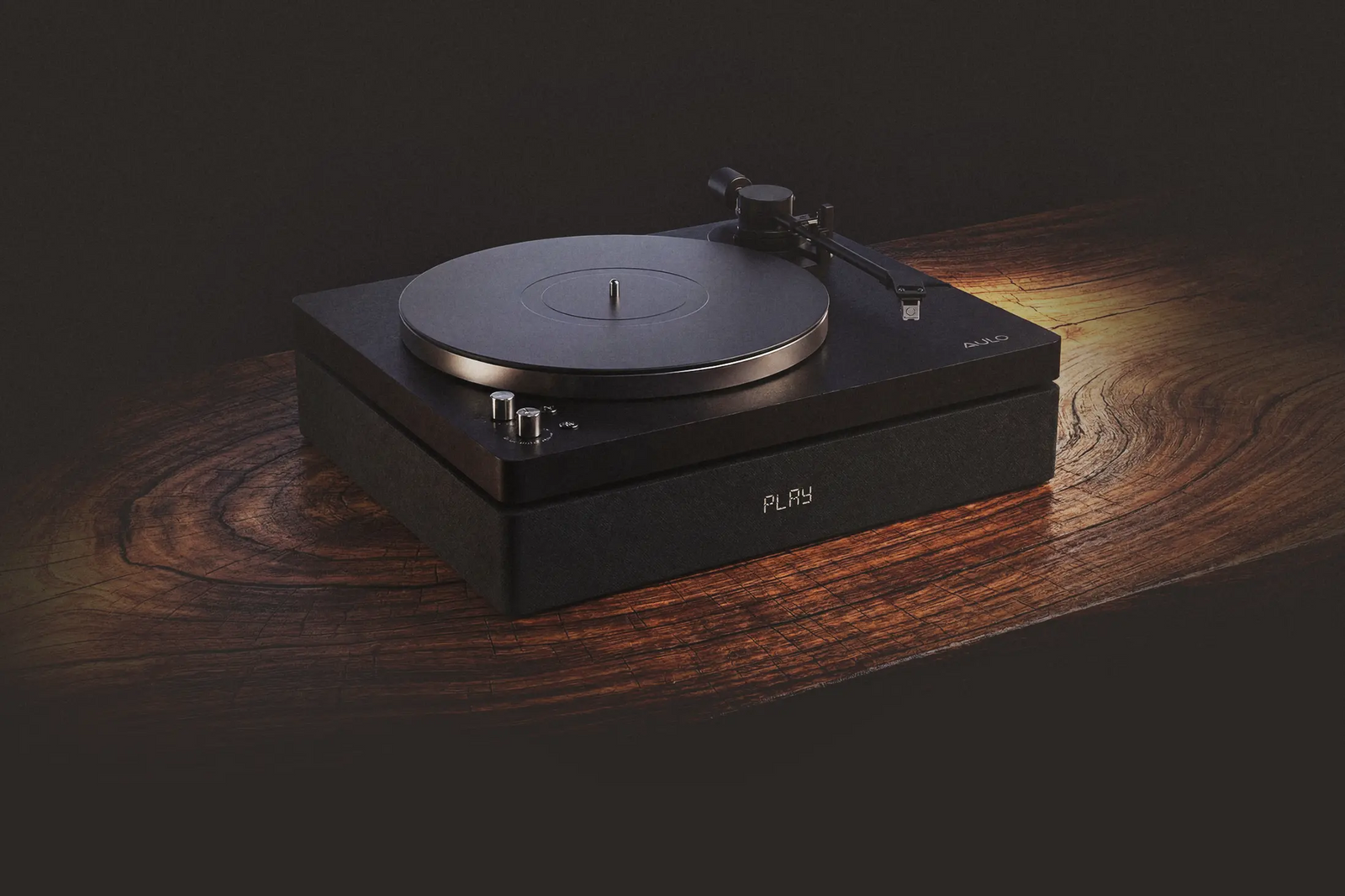 Aulo all-in-one bluetooth platenspeler in Dark Wood, vooraanzicht